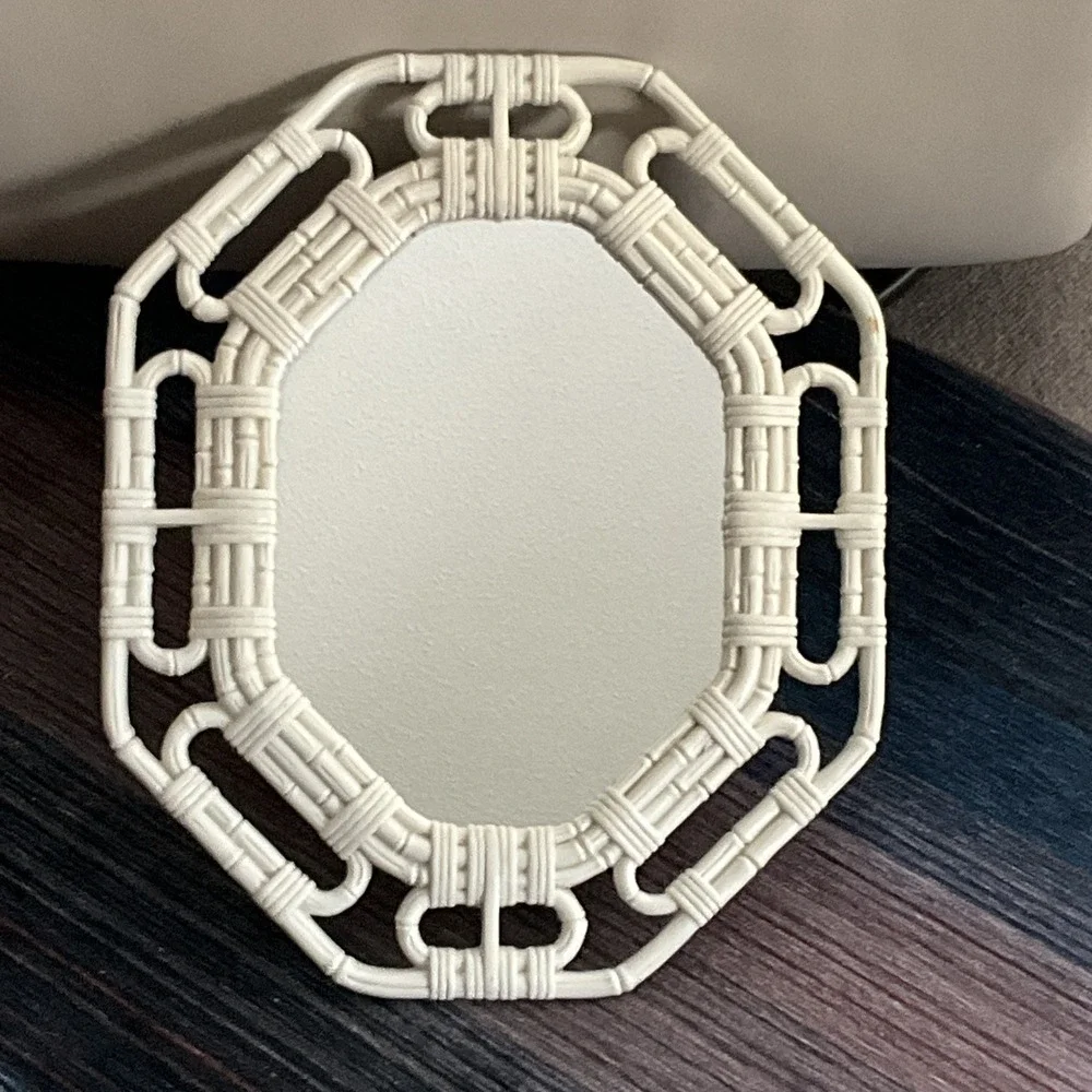 Vintage 1983 Homco Faux Bamboo Mirror 2144 BoHo cottage core 17x14 Made in USA